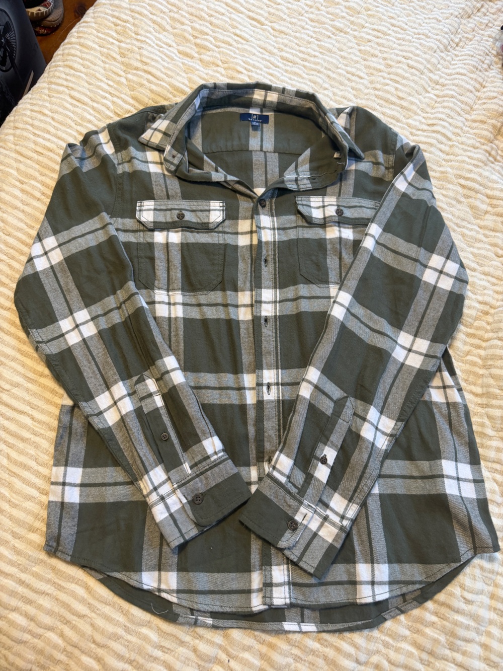 George Olive Green & White Plaid Shirt